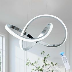 MAYNA Modern Chandelier With Remote Control, 3-Color Dimmable LED Pendant Light Fixtures, Height Adjustable Kitchen Island Lighting For Dining Room Ki