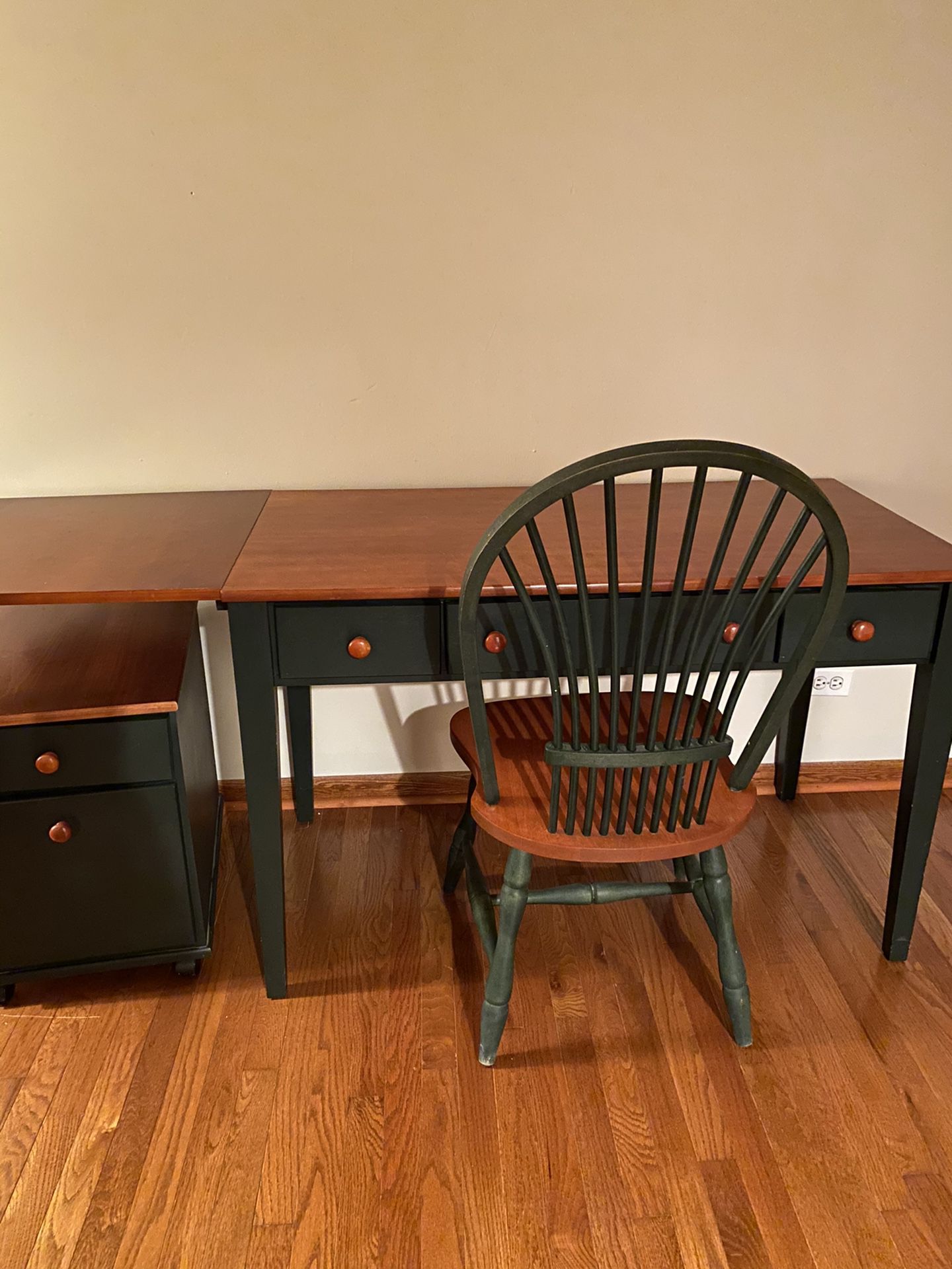 Computer desk, office desk, file cabinet & chair