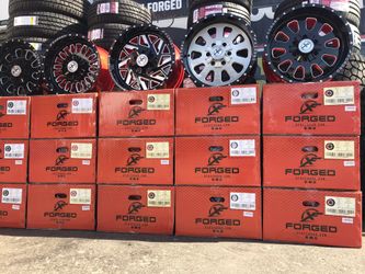 Forged Ford truck wheels on sale for 999 or 1500 with all terrain tires fits Tacoma or F150