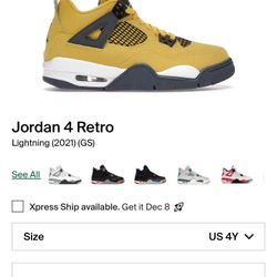 Jordan 4 Retro Lightning ⚡️ (GS)