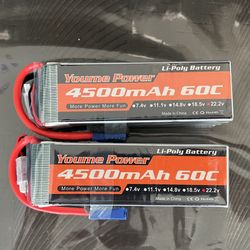 Youme 6S Lipo Battery,22.2V 4500mAh Lipo Battery 60C with EC5 Plug for X Class Drone Racing 70MM 80MM 90MM EDF RC Quadcopter Airplane Helicopter Car T