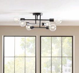 Origin 21 Shaye 6 -Light 17-in Matte Black Semi Flush Mount Light