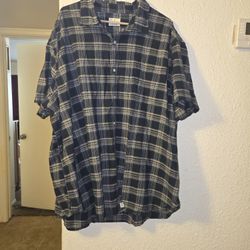 Mutual Weave Blue and White plaid button-up shirt 