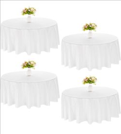White Round Tablecloths 90 Inch New