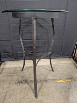 Round Glass Top Bistro Table with Dark Metal Base