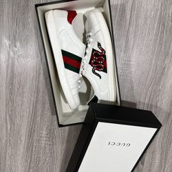 Gucci Ace Embroidered White 'Snake' US Size 13 Men