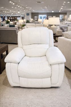 Real leather recliner, white beige cream, off-white tan