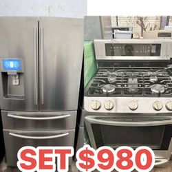 SET DE REFRIGERADOR Y ESTUFA DE ASERO INOXIDABLE CON 2 MESES  DE GARANTÍA 