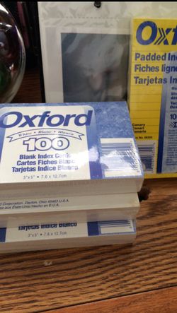 Oxfords White Blank Index Cards (3x5 7.6x12.7 cm) $3.00 each