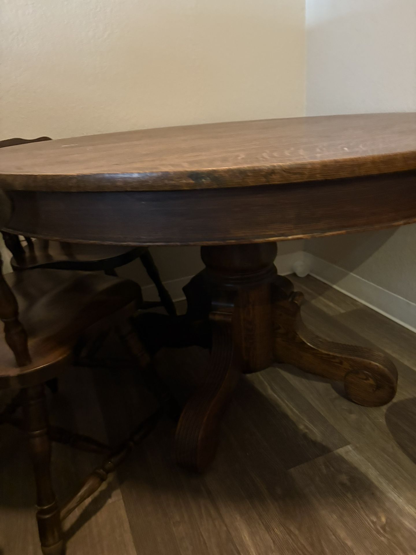 Antique Solid Wood Pedestal Table