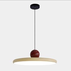 Modern UFO Pendant Light with Red Sphere Accent