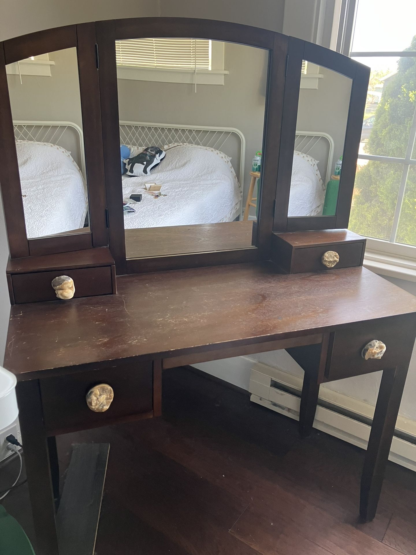 Wooden vanity With Movable Mirrors