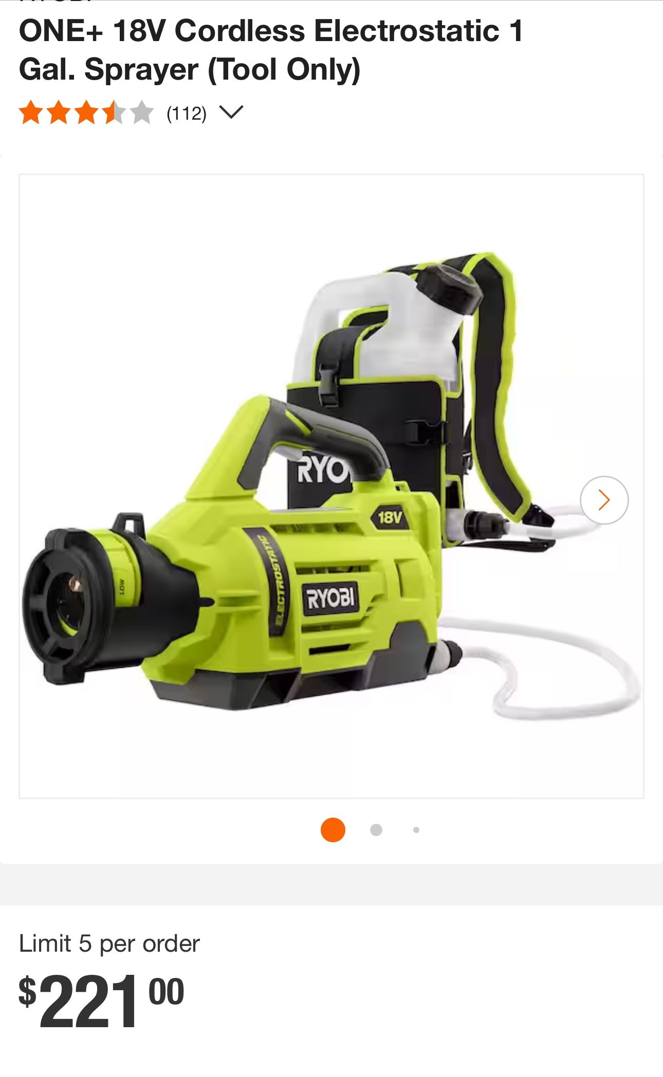 Ryobi Electrostatic Sprayer