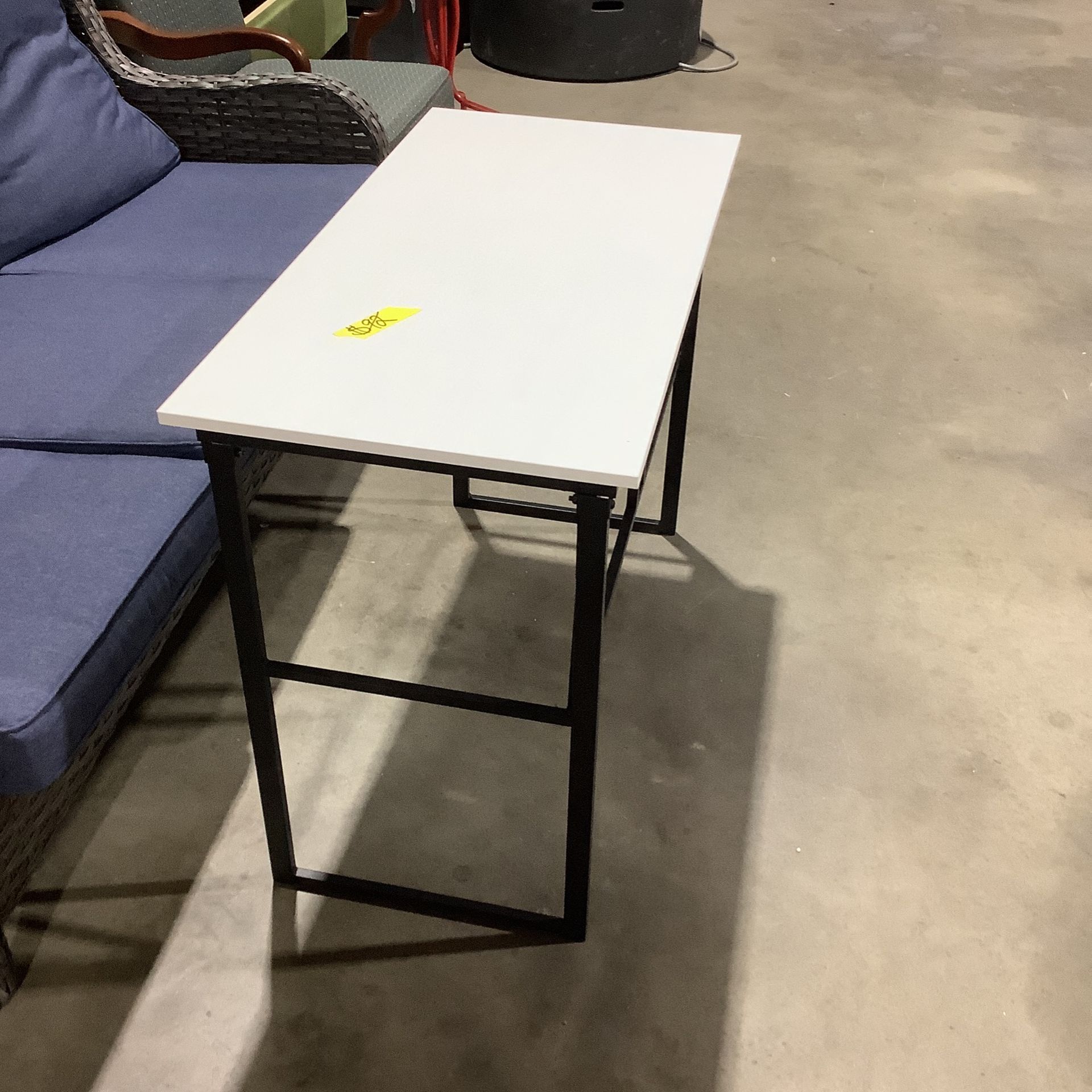 Brookside Delia 39.4 in. Rectangular White Metal Computer Desk with Folding Legs Business equipment