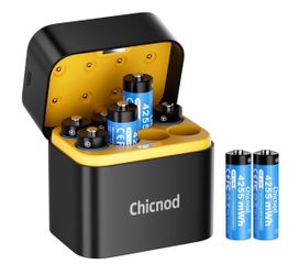 8 Rechargeable AA Lithium Batteries with Fast USB-C Charger