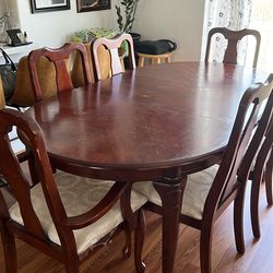 Dining table with six chairs