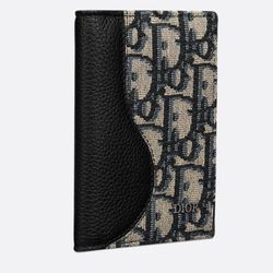 DIOR Saddle Vertical Bifold Card Holder Beige and Black