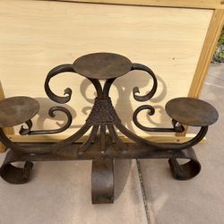 Traditional Wrought Iron Steel Candle Holder Fireplace Bronzed Brown