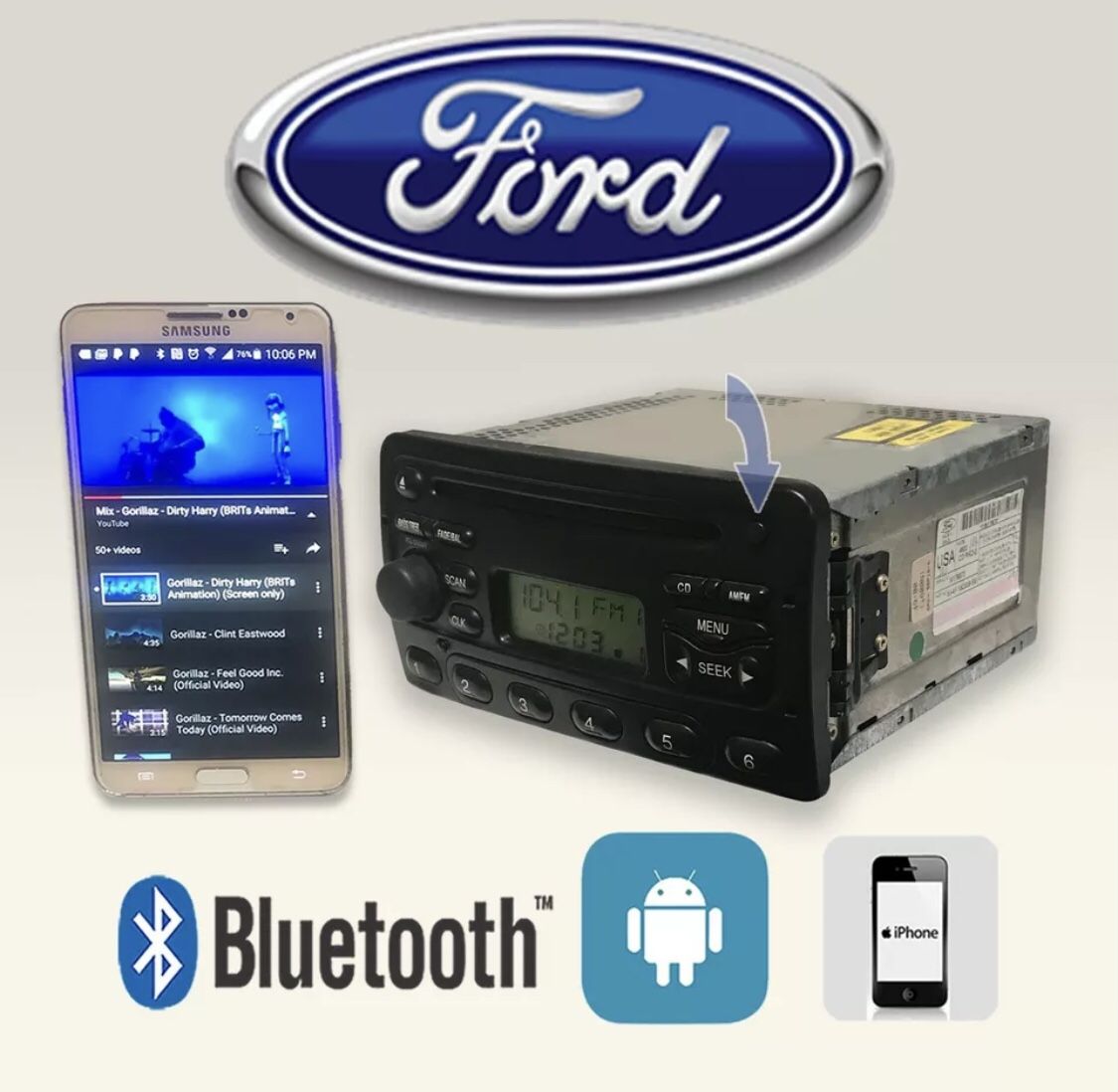 00-02 FORD FOCUS OEM AM FM RADIO CD BLUETOOTH PLAYER OEM STEREO