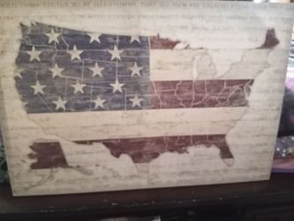 American Flag USA Map Wall Art Print