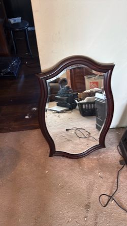 Wall hang mirror espresso cherry