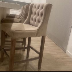 4 Counter Height Velvet Stools/Chairs