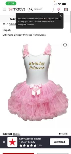 Birthday princess dress pink white 2 years old
