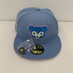 Exclusive New Era 59Fifty Cotton Candy Chicago Cubs 1962 All Star Game Patch Pink UV Hat - Size 7 - Brand New 