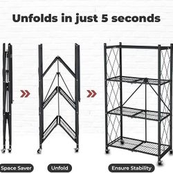 Black Metal Foldable 3-Tier 55" Garage Storage Shelves Rack, New, In Box.