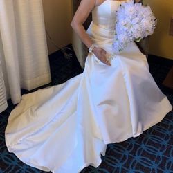 WEDDING DRESS AND BOUQUET