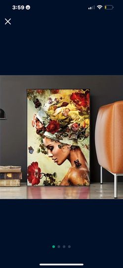 Beautiful African American Woman Wall Art Mural Canvas Printed Poster for Home Decor Living Room Bedroom (Unframed)