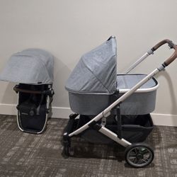 Blue Stroller UPPABABY Cruz V2 Toddlerseat Bassinet