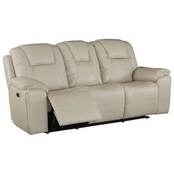 Reclining Leather Sofa with Cup Holders & Charger Plug