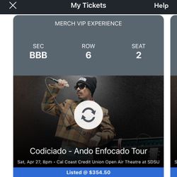 2 VIP TICKETS CODICIADO CONCERT 