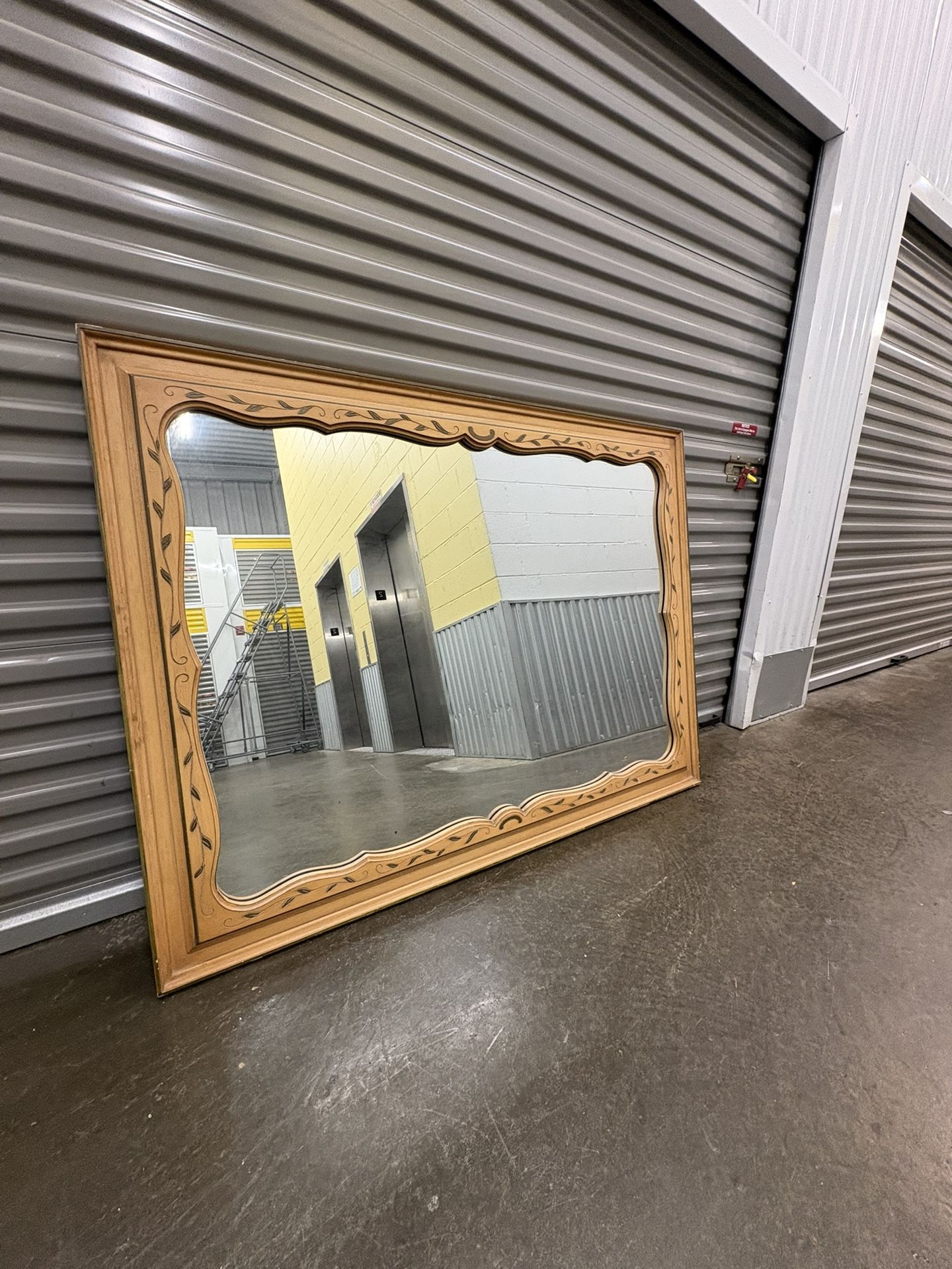 Large 60” Vintage Traditional Brown Wood Mirror