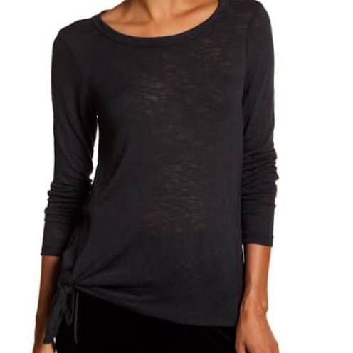 NWT Bobeau Black Tie Front Long Sleeve Top