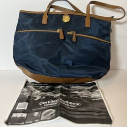Michael Kors Kempton Navy Blue Nylon Tote Bag with Pockets