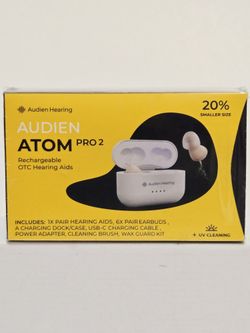 Audien Atom Pro 2 Rechargeable OTC Hearing Aids New/Sealed 