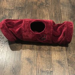 Burgundy Plush Cat Tunnel/Tube