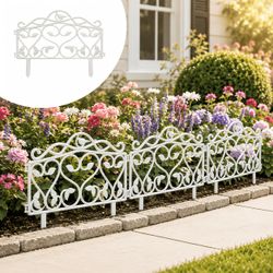 10Pcs New Decorative Garden Fence, European Bird‑Floral Scroll Plastic Yard Fencing, Outdoor Lawn F