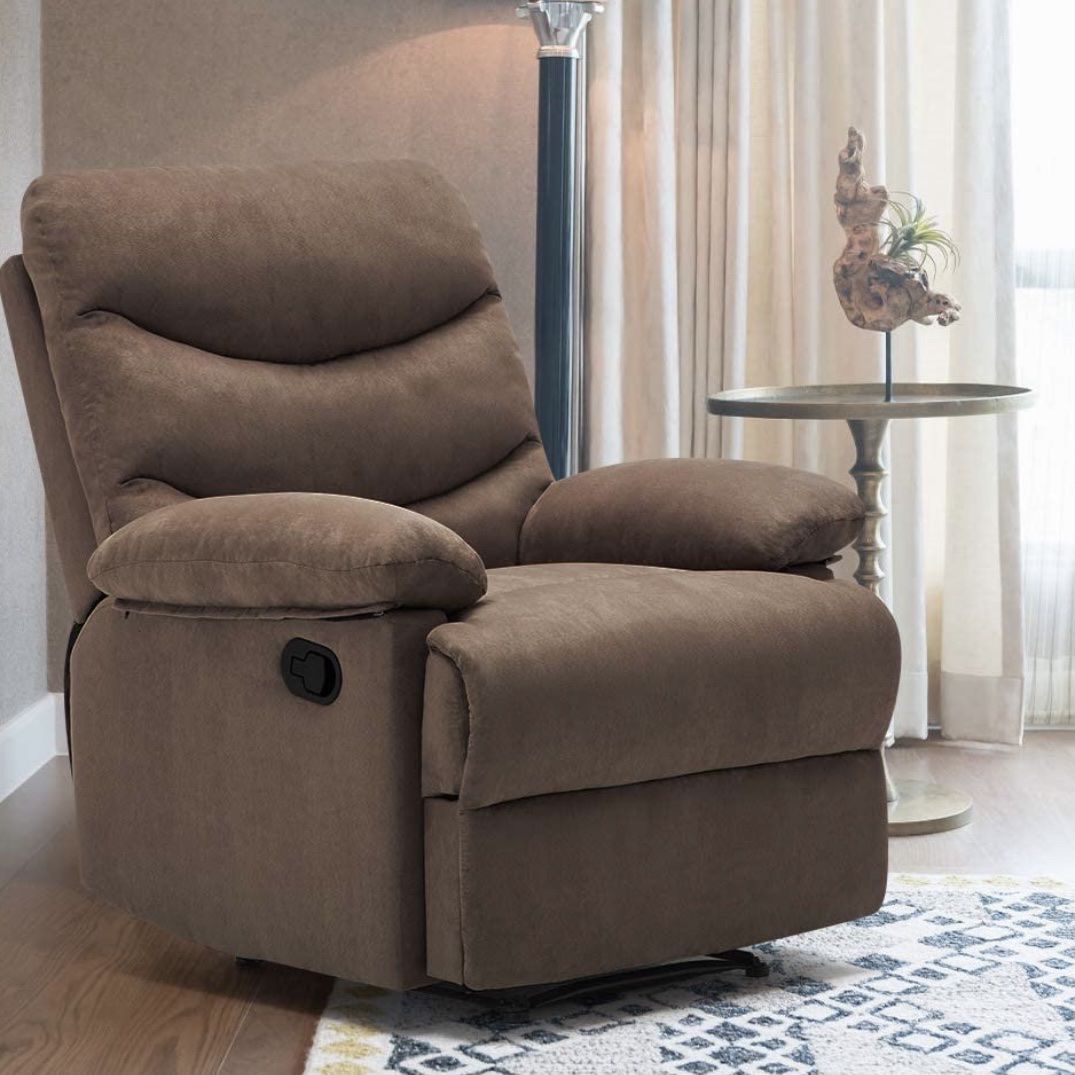 Massage Recliner Chair, Microfiber Ergonomic Sofa Living Room Sofa Home Theater Seating, Brown