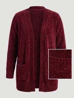 Burgundy chenille cardigan, size XXL.