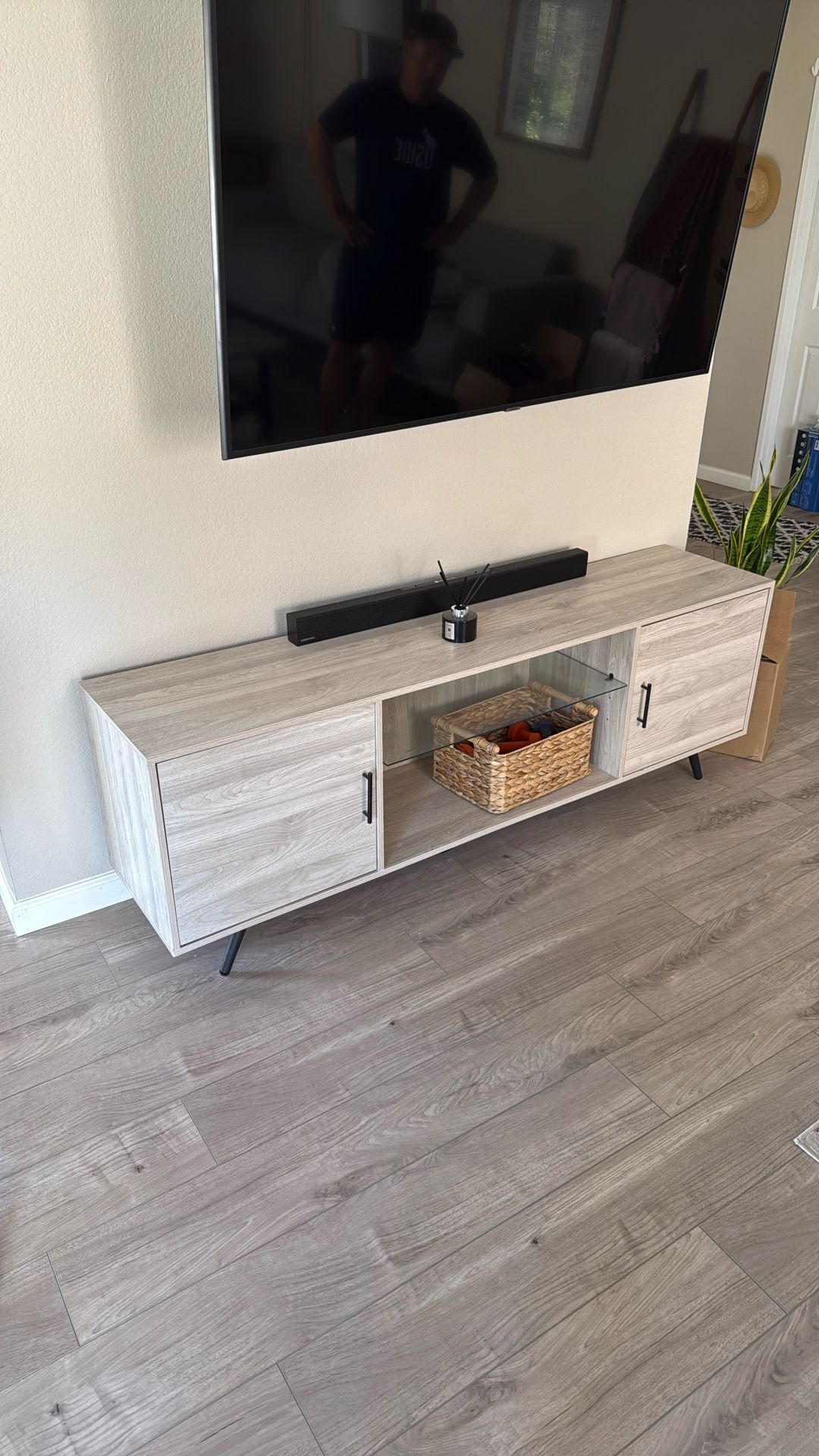 Grey Wood Finish Media Console Table