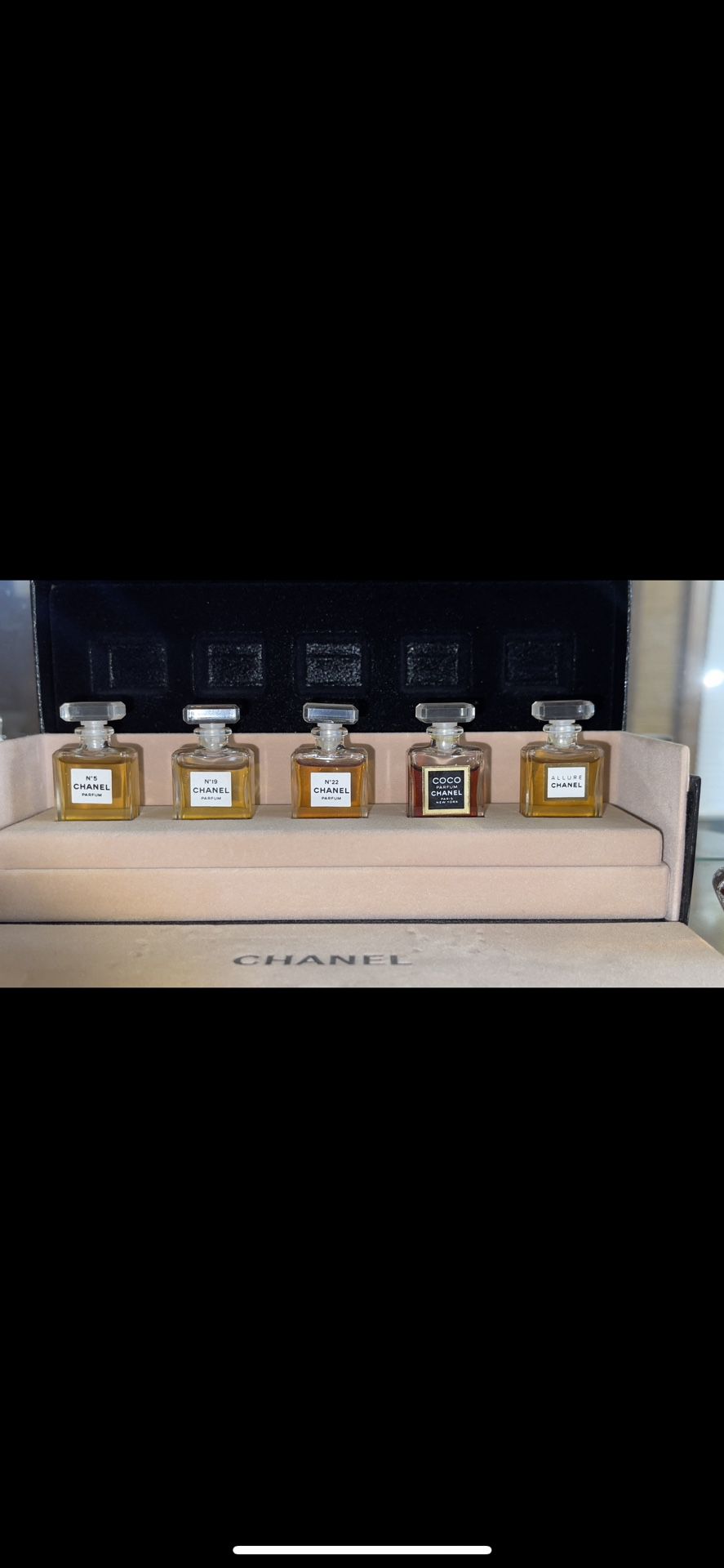 5 Pc Set of Chanel Fragrance Wardrobe: No.5, Coco Mademoiselle, Allure, No.19, Coco