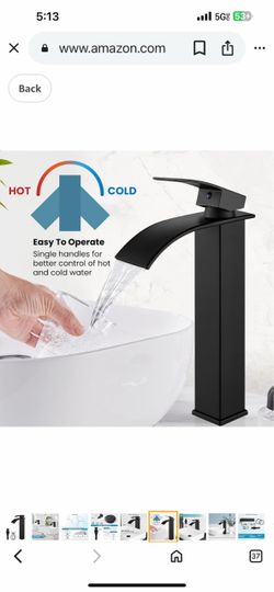 gotonovo Waterfall Tall Bathroom Faucet Single Handle 1 Hole Stainless Steel Vessel Sink  Gold And Nickel  and chrome And Black A1