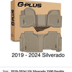 Floor Mats Liners Beige Color Fit 2019to 2024 Chevy Silverado 