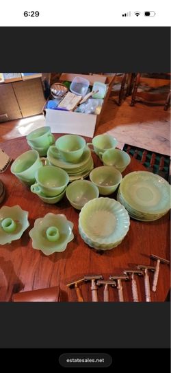 Jadeite Green Milk Glass Dinnerware Set
