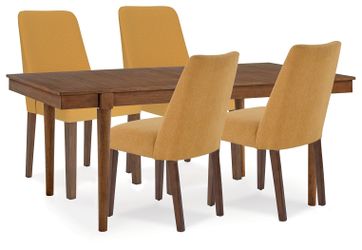 Lyncott Mustard/Brown Extension Dining Table and 4 Chairs