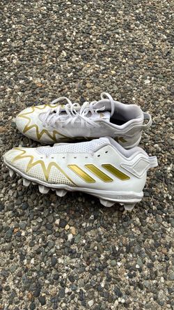 Youth Boys 9 1/2: Adidas Football Cleats White and Gold