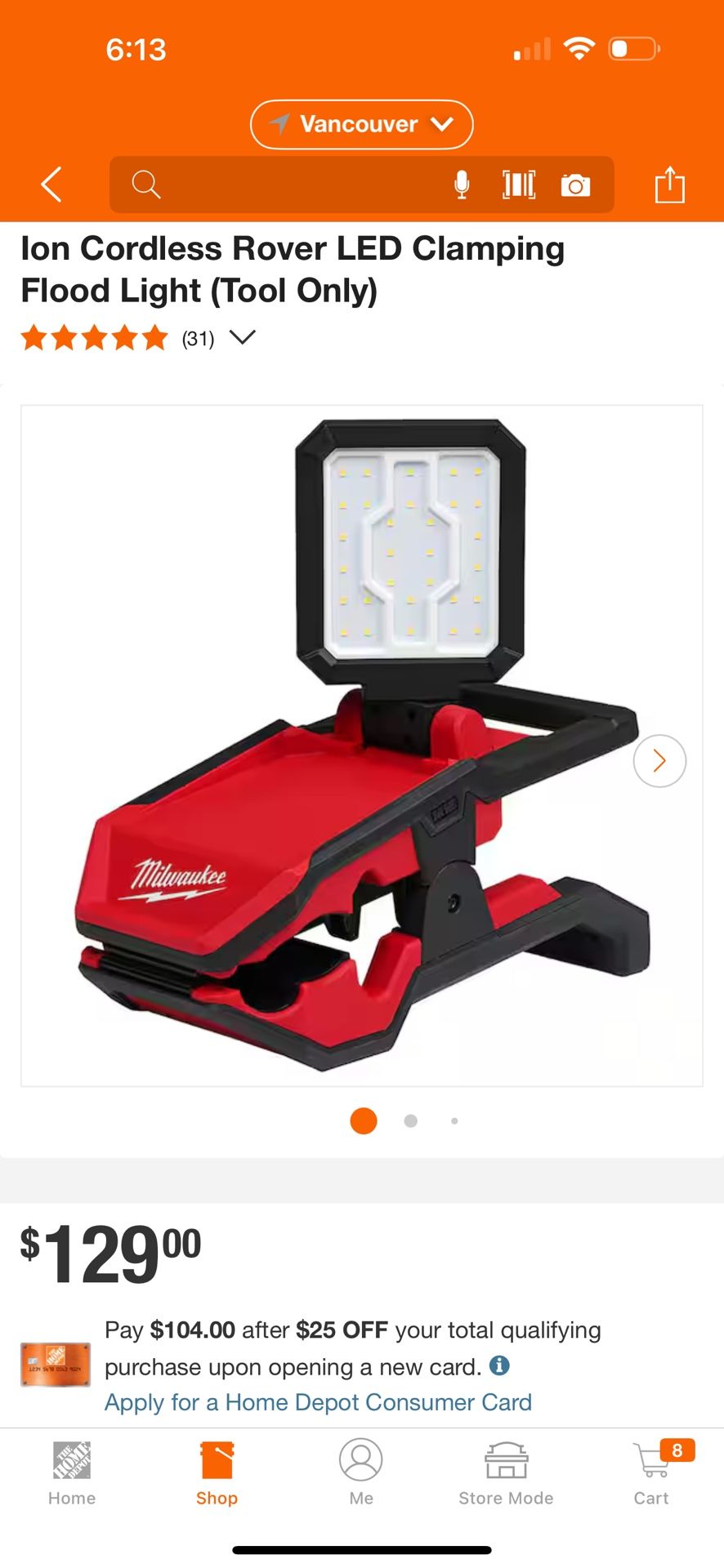 Milwaukee M18 18-Volt 2000 Lumens Lithium-Ion Cordless Rover LED Clamping Flood Light (Tool Only